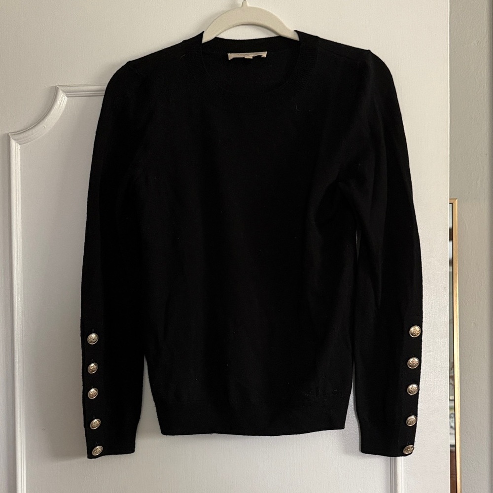 Sezane Black Sweater with Button Accents